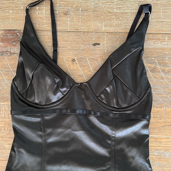 Amazon Black Silk like Black Tank Top Body Suit - Picture 2 of 7